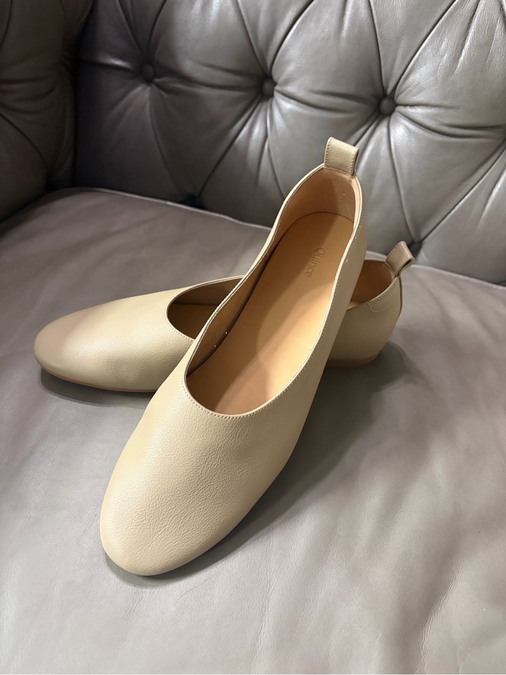 Quince Italian Leather Glove Ballet Flats Almond 10